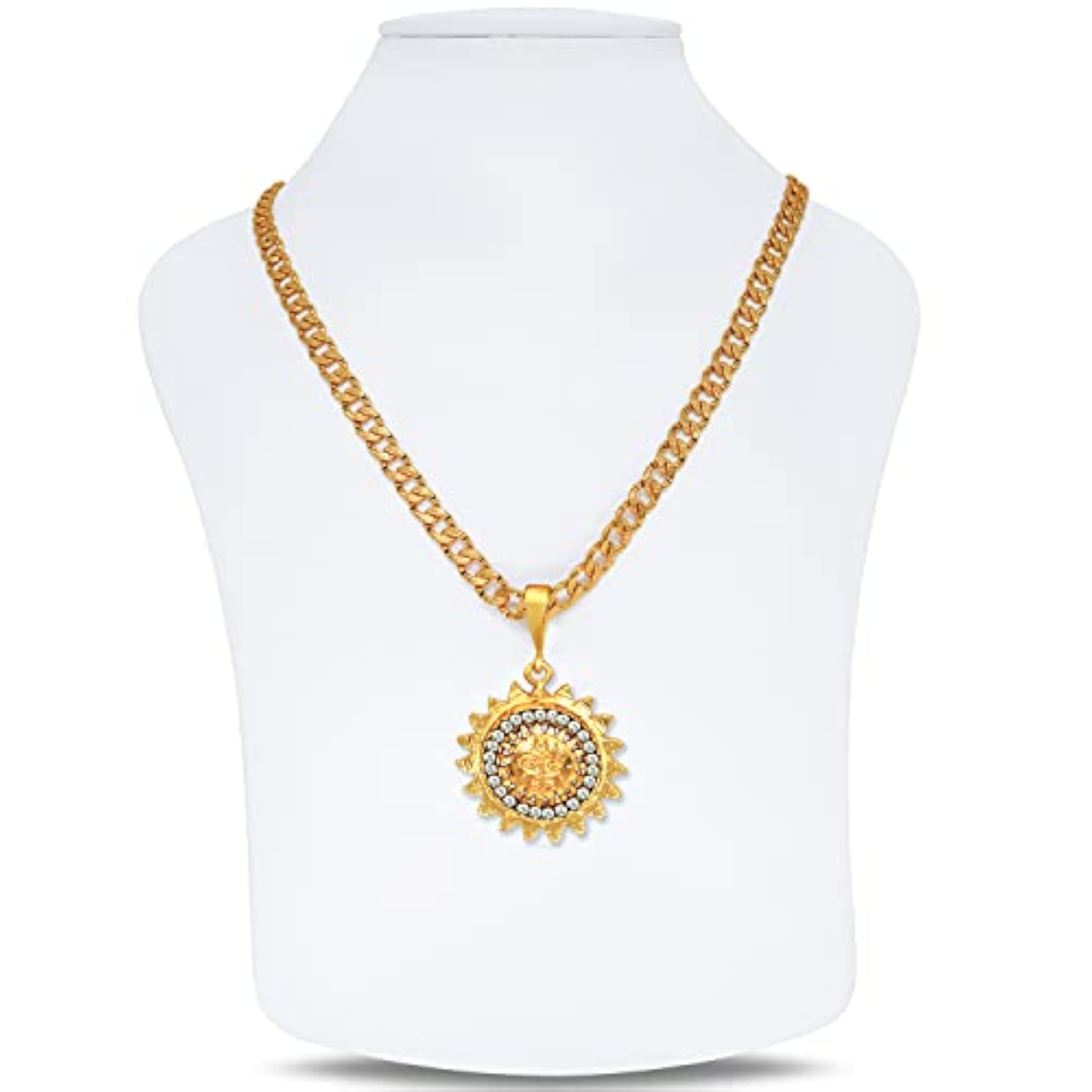 Men's Gold Plated Chain Locket Pendant Necklace